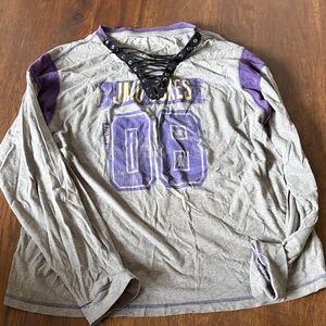 James Madison University Oversized JMU Lace-Up Graphic Long Sleeve Top